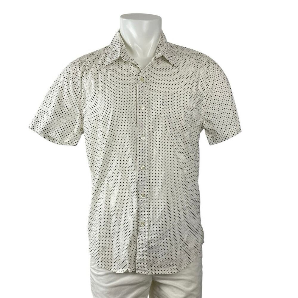 Levi's Men's White Black Polka Dots Short Sleeve Pocket Button Down Shirt Top M